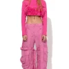 PINK CROPPED FEATHER TOP