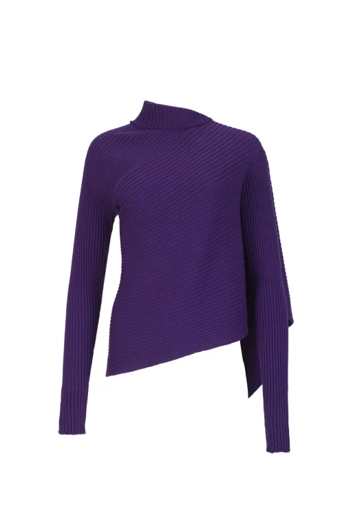 PURPLE DRAPED JUMPER IN MERINO KNIT
