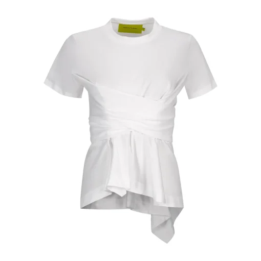 WHITE CROSS WAIST DRAPE T-SHIRT
